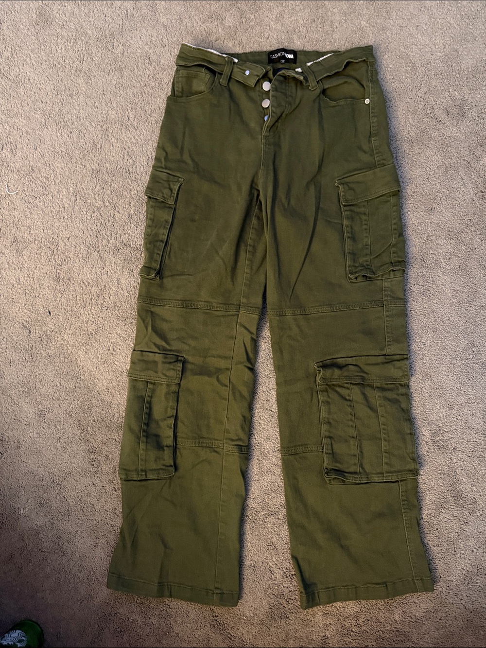 Fashion Nova Olive Green Cargo Pants with Utility Pockets